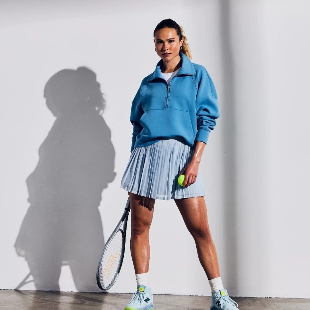 CALIA Pleated Pale Blue Mesh High Rise Skort